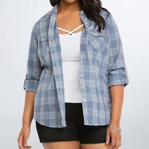 Torrid Plaid Camp Shirt Size Size 1